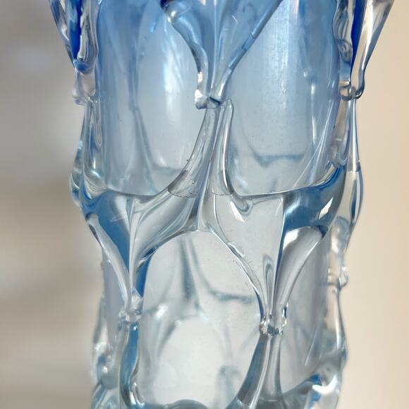 Vintage Hand Made Cobalt Blue Ombré “Web” Italian Art Glass Vase Pair 13” - Picture 5 of 12